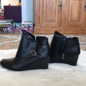 Black Wedge Booties